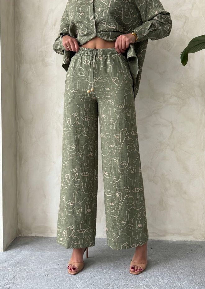 Topshow Embroidered Pants Light Khaki Wholesale Clothing 1