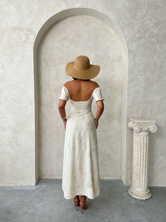 Topshow Stone Pattern 1 Sleeve Ruffle Tie Wholesale Dress Wholesale Clothing 4