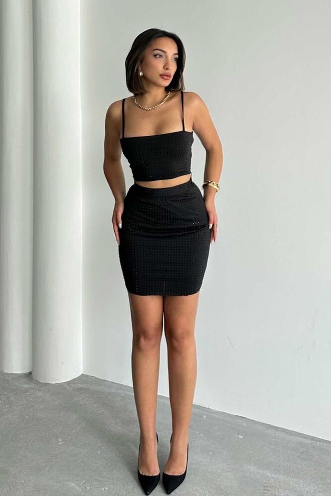 Topshow Stone Skirt Negro Ropa al por mayor Casual