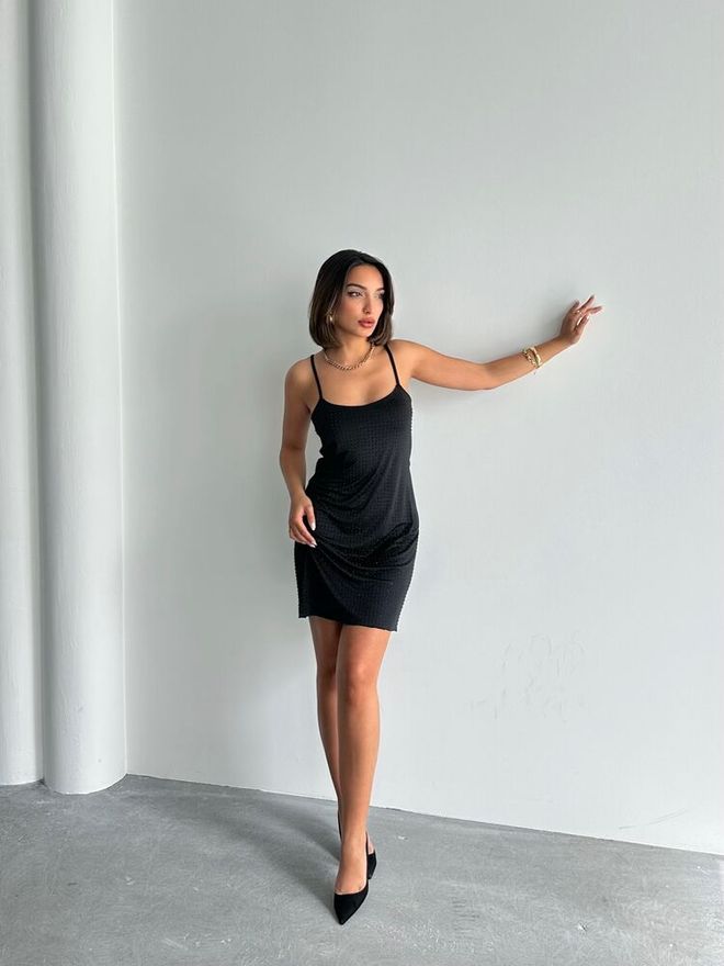 Topshow فستان ستون هانجر أسود ملابس بالجملة عيد ميلاد