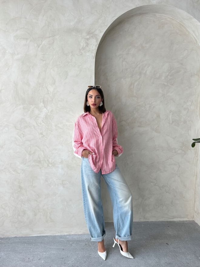 Topshow Striped Linen Shirt Multicolor Wholesale Clothing Casual