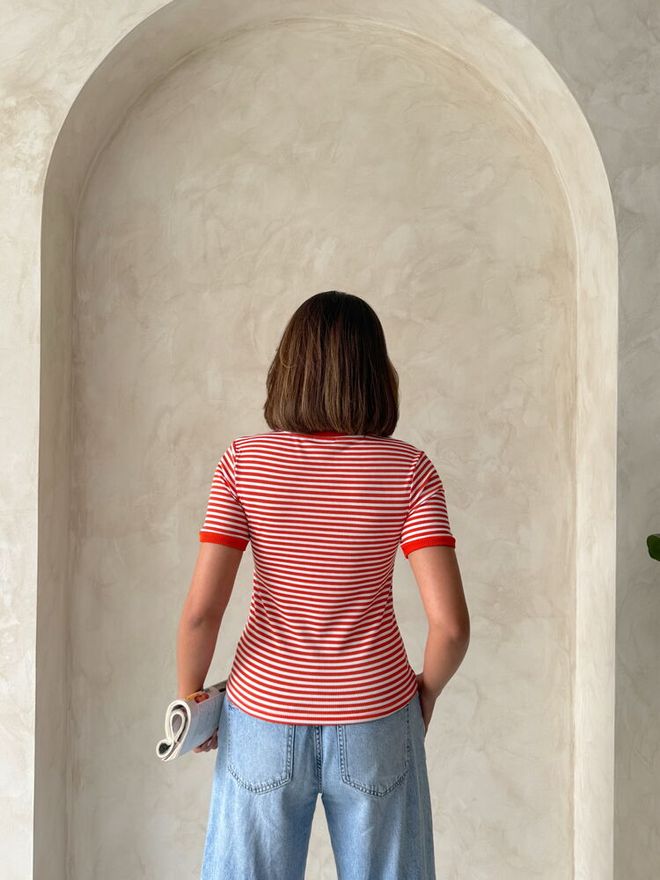 Topshow Orange Orange Striped Wholesale T Shirt Wholesale Clothing 4