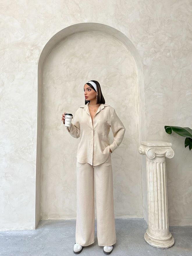 Topshow Stone Linen Trousers Wholesale Clothing No Fabric