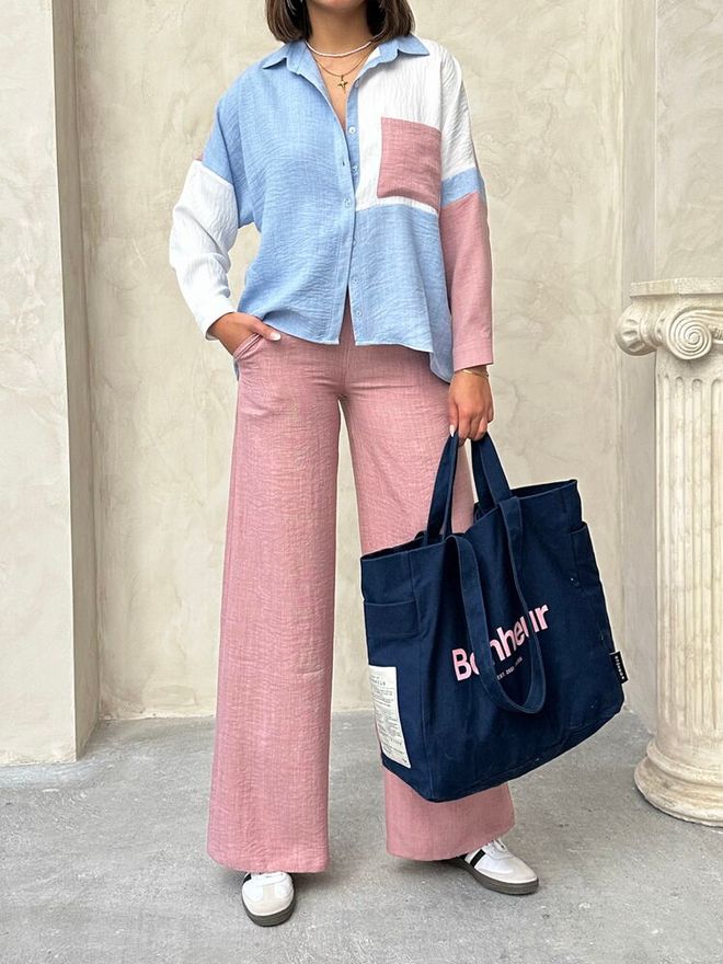 Topshow Powder Linen Trousers Wholesale Clothing No Fabric