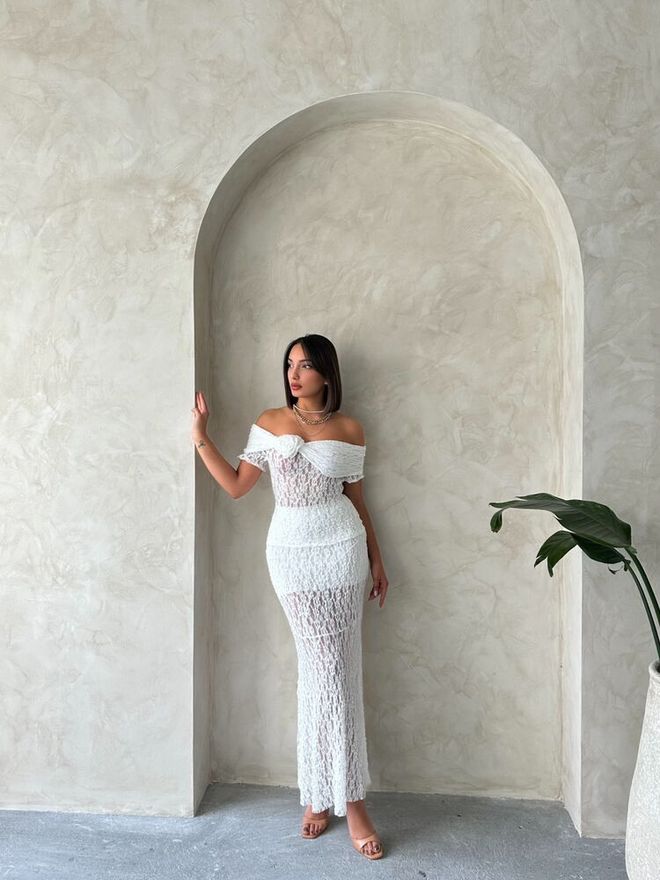 Topshow Jupe En Dentelle Crème Vêtements en gros Mariage