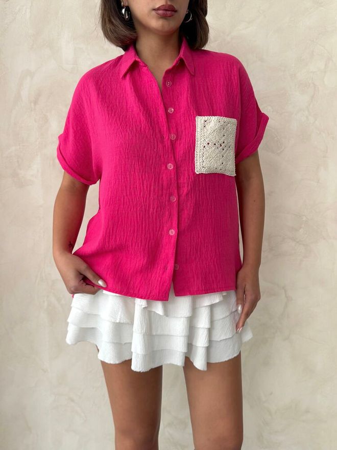 Topshow Veleprodajna Srajca Iz Žepne Žepne Platnene Žepne Aplikacije Iz Lanenega Lanena Oblačila na debelo Poletje