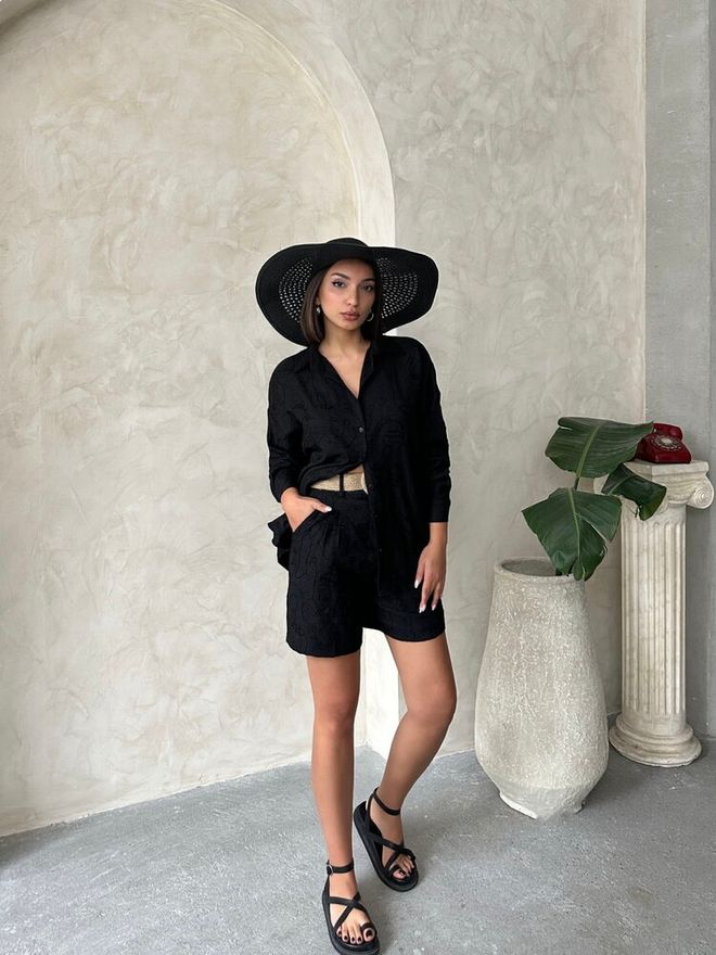 Topshow Embroidered Shirt Black Black Wholesale Clothing 1