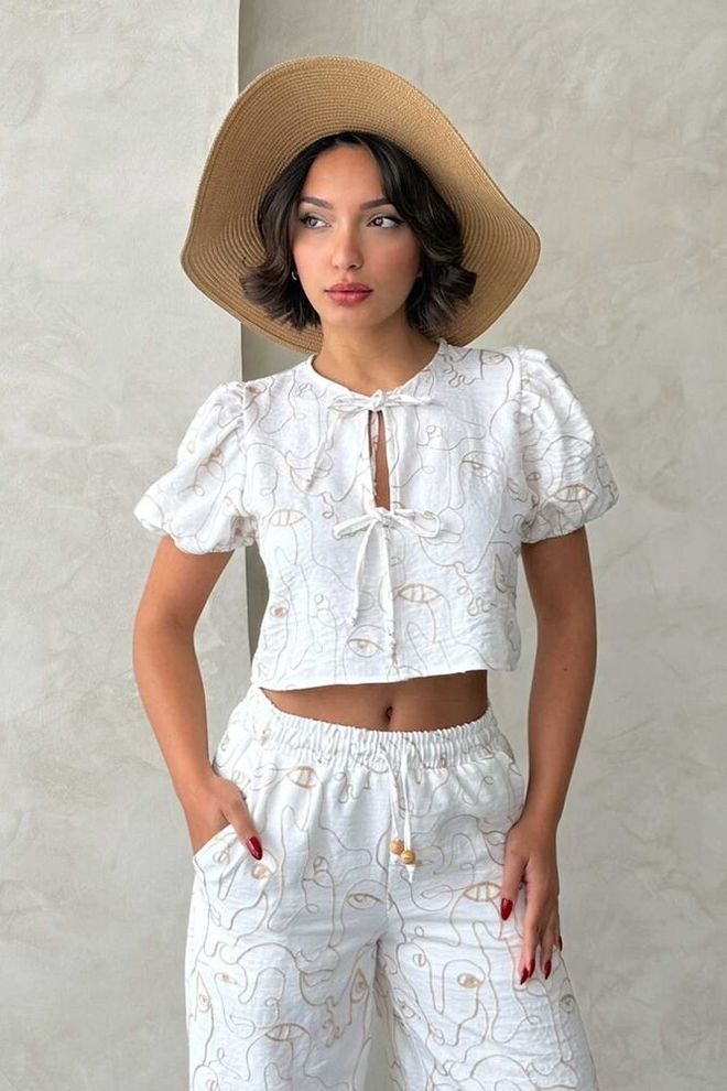 Topshow Blusa Bordada Con Cierre Frontal Crema Ropa al por mayor Casual