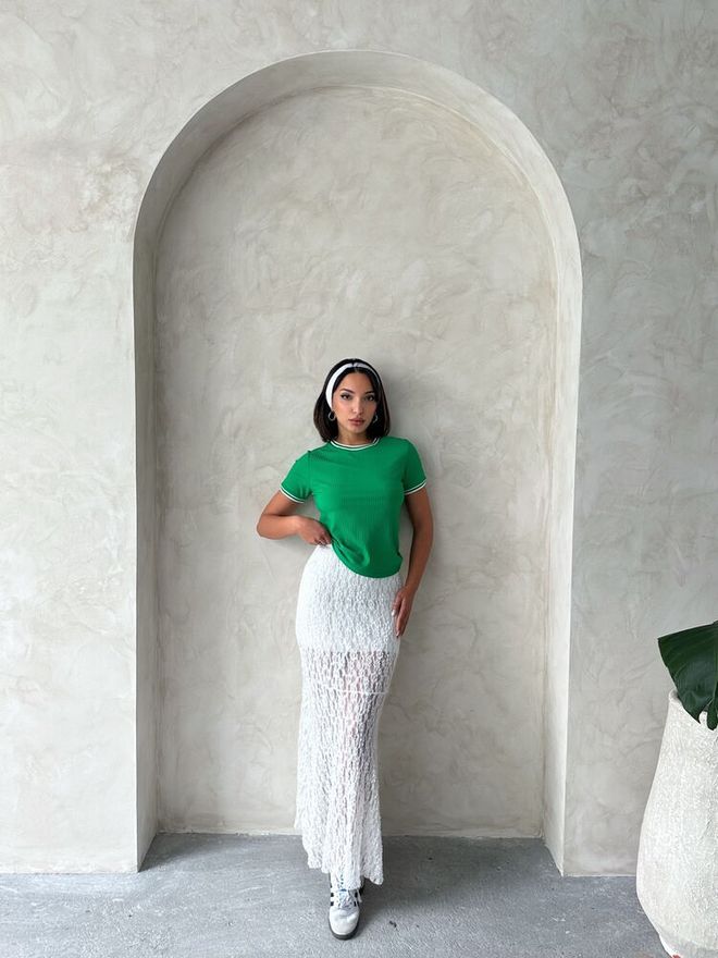 Topshow Emerald Cream Crew Neck Wholesale T Shirt Wholesale Clothing Cotton