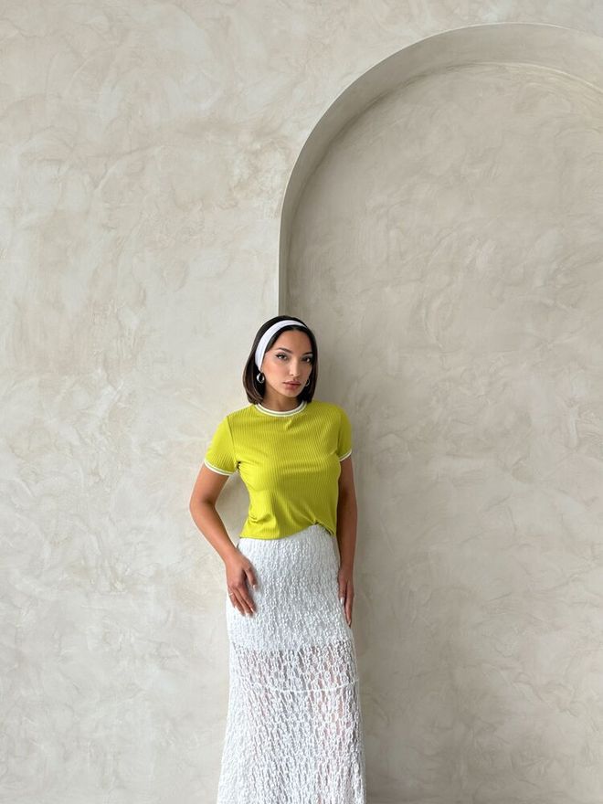 Topshow Fistick Cream Crew Neck Wholesale T Shirt Wholesale Clothing Cotton