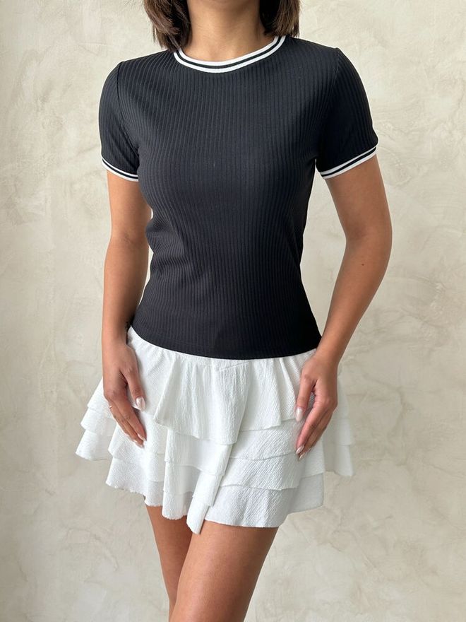 Topshow Black Cream Crew Neck Wholesale T Shirt Wholesale Clothing Summer