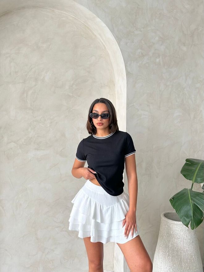 Topshow Black Cream Crew Neck Wholesale T Shirt Wholesale Clothing Cotton