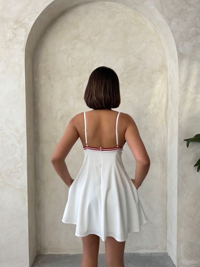 Topshow Dress With Straps Cream Wholesale Clothing Sexy