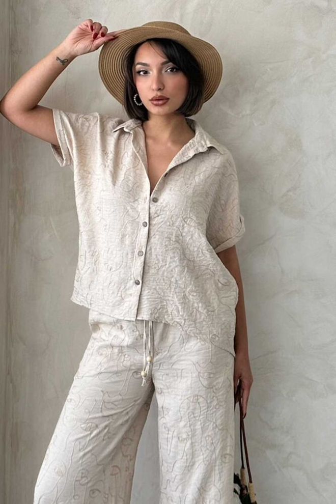 Topshow Chemise Brodée Stone Vêtements en gros Décontracté