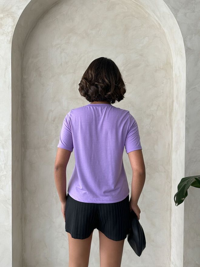 Topshow Lilac Stone Chain Detailed Wholesale T Shirt Wholesale Clothing Summer