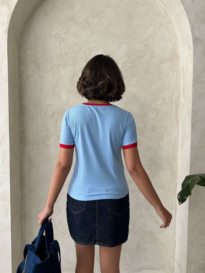 Topshow Wholesale T Shirt With Blue Red Embroidery Wholesale Clothing 4