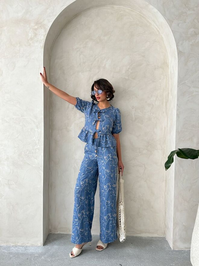Topshow Wholesale Pants With Embroidery Dark Blue | Wholesale Clothing Spring