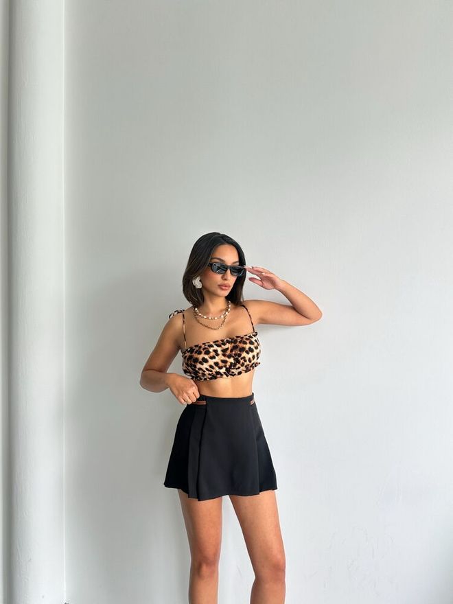 Topshow Belt Detailed Shorts Black Wholesale Clothing Birthday