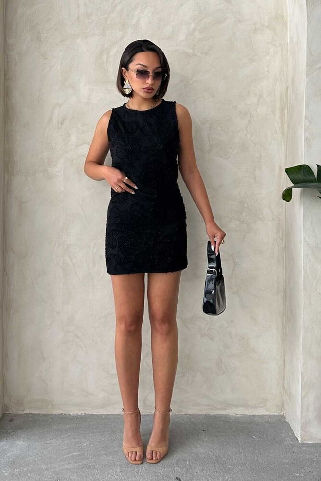 Topshow Rok Met Geborduurde Kralen Zwart Groothandel Kleding Elegant