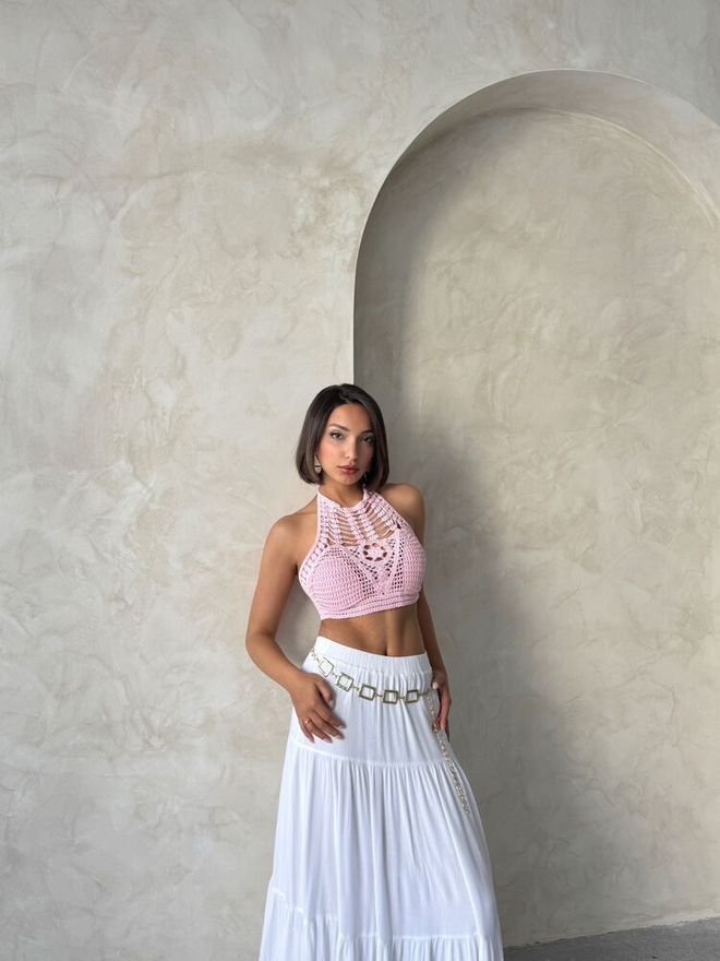 Topshow Bustier De Renda D1205 Rosa Roupas por atacado Algodão