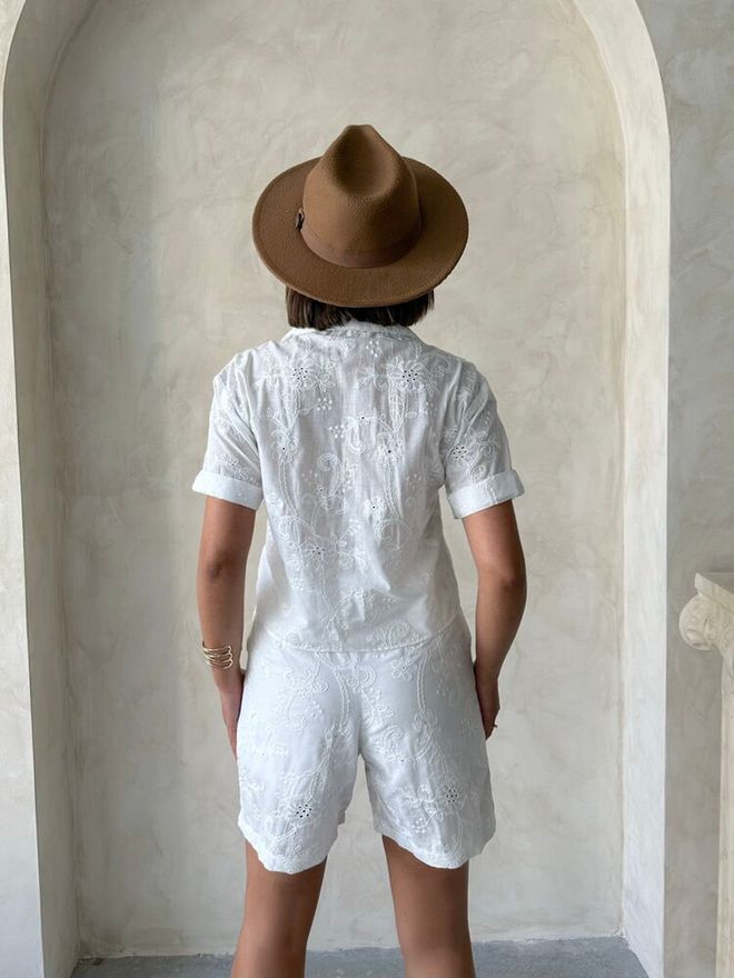 Topshow Vezene Šorce Voile Krem Велепродаја одеће Елегантан