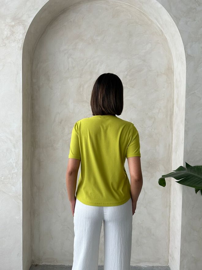 Topshow Pocket Detailed T Shirt Pistachio Green Wholesale Clothing Elegant