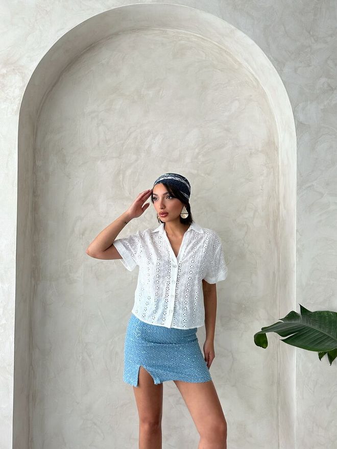 Topshow Flitrová Džínsová Sukňa Modrá Veľkoobchod s oblečením Narodeniny