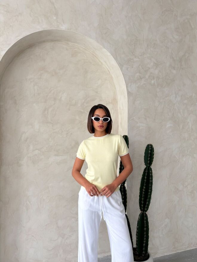 Topshow D2211 Cream Za Vrat Žuta Krema Veleprodaja odjeće Pamuk