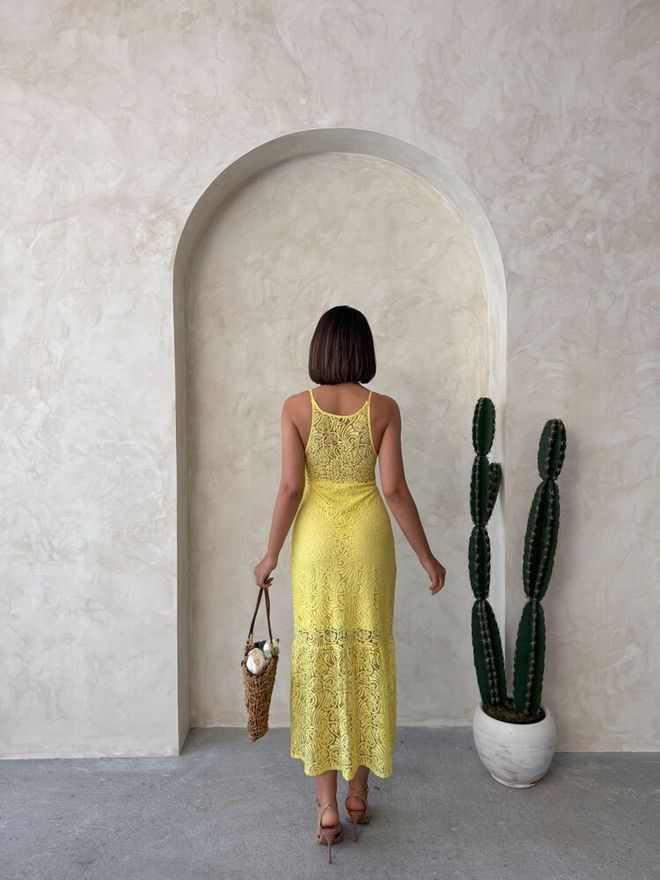 Topshow Nėrinių Didmeninė Suknelė Geltona | Didmeninė prekyba drabužiais 4