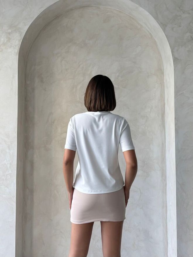 Topshow Pocket Detailed T Shirt Cream Powder Wholesale Clothing Summer