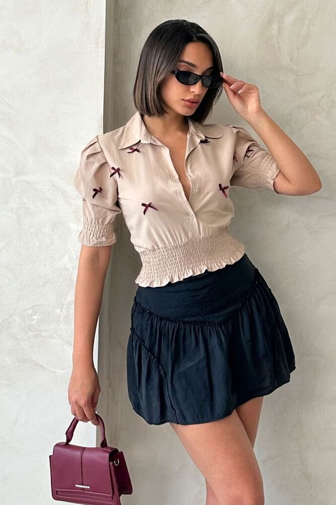 Topshow Chemise Boutonnée À Jupe Longue À Manches D1779 Stone Vêtements en gros Décontracté