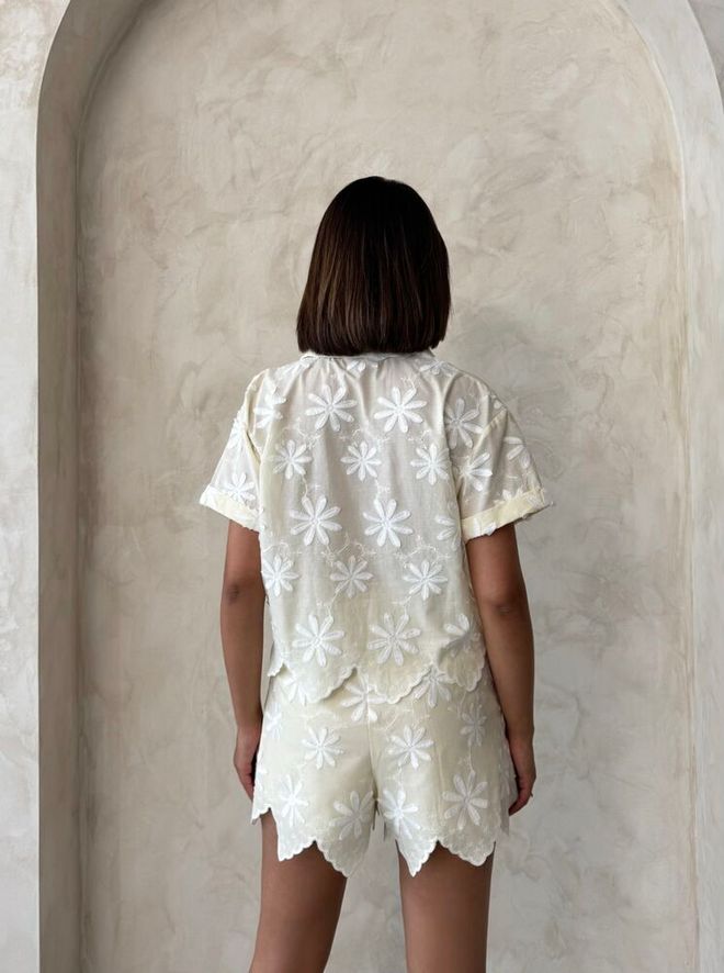 Topshow Cămașă Boho Casual Floral Ecru Îmbrăcăminte cu ridicata Boho