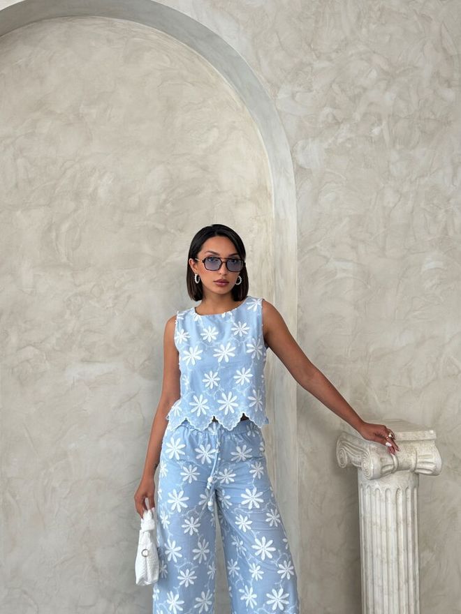 Topshow Blue Casual Cute Boho Blouse Wholesale Clothing Lounge