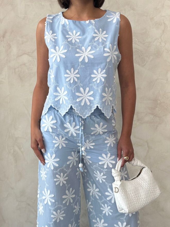 Topshow Blue Casual Cute Boho Blouse Wholesale Clothing Spring