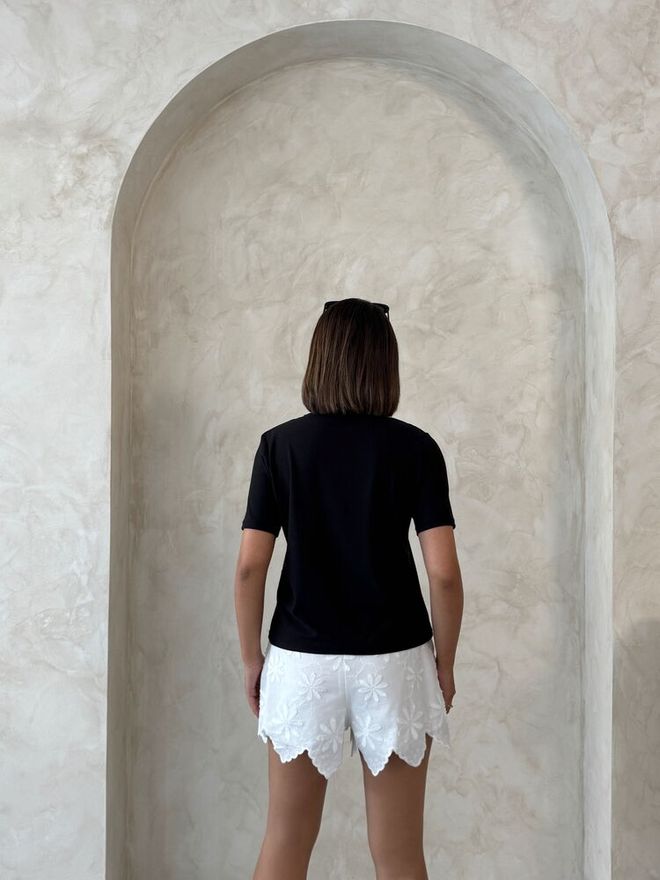 Topshow Black Casual Elegant Blouse With Short Sleeves Wholesale Clothing Spring