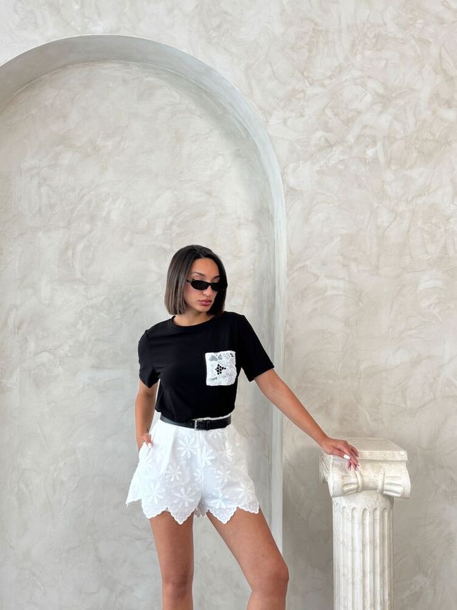 Topshow Black Casual Elegant Blouse With Short Sleeves Wholesale Clothing Lounge