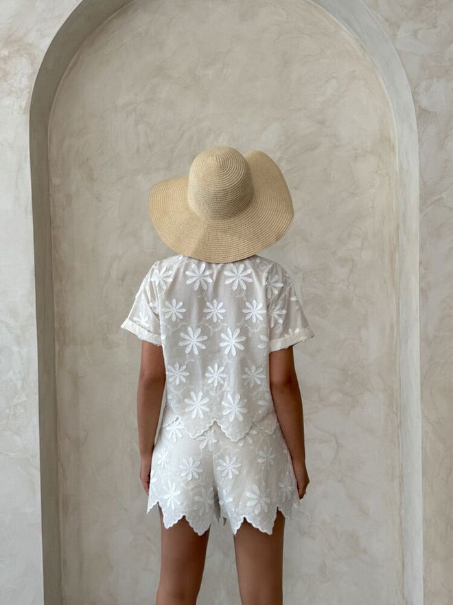 Topshow White Ethnic Casual Boho Bermuda Shorts Wholesale Clothing Boho