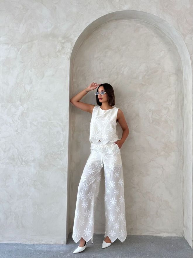 Topshow White Palazzo Pants Wholesale Clothing Lounge
