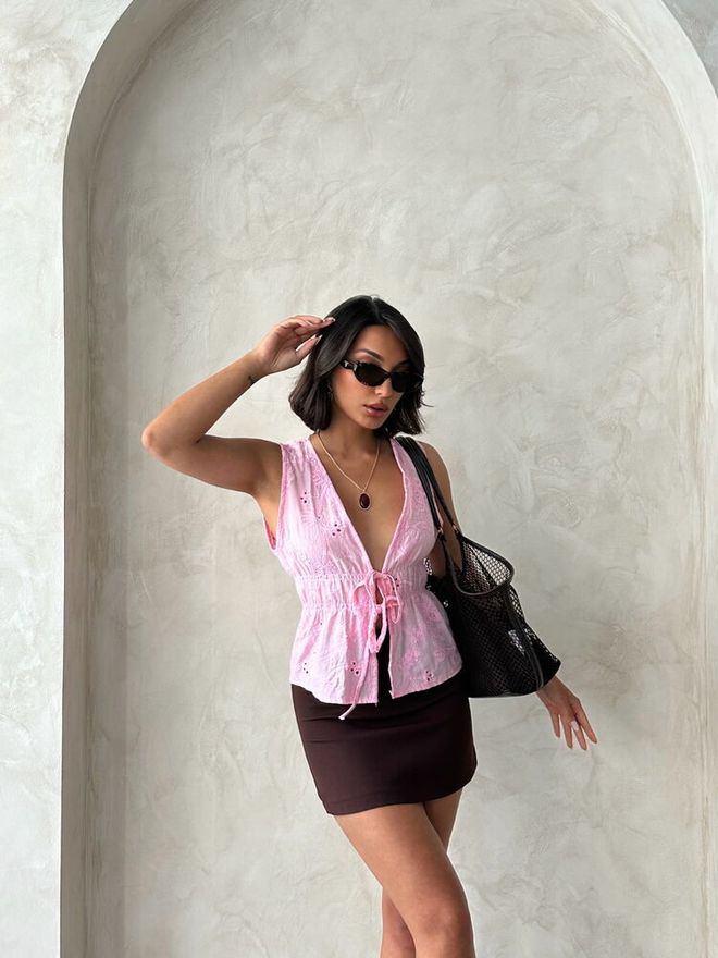 Topshow Pink Sexy Casual Elegant Shirt Wholesale Clothing 1