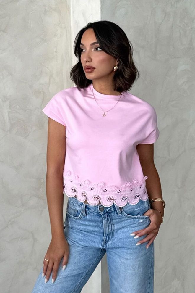 Topshow Rosa Bluse Lässig Niedlich Preppy Elegant Großhandelskleidung Lässig