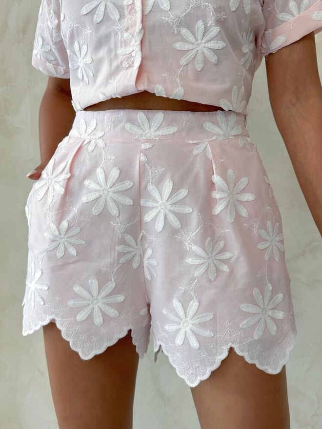 Topshow Pink Casual High Waist Paper Bag Shorts Wholesale Clothing Spring