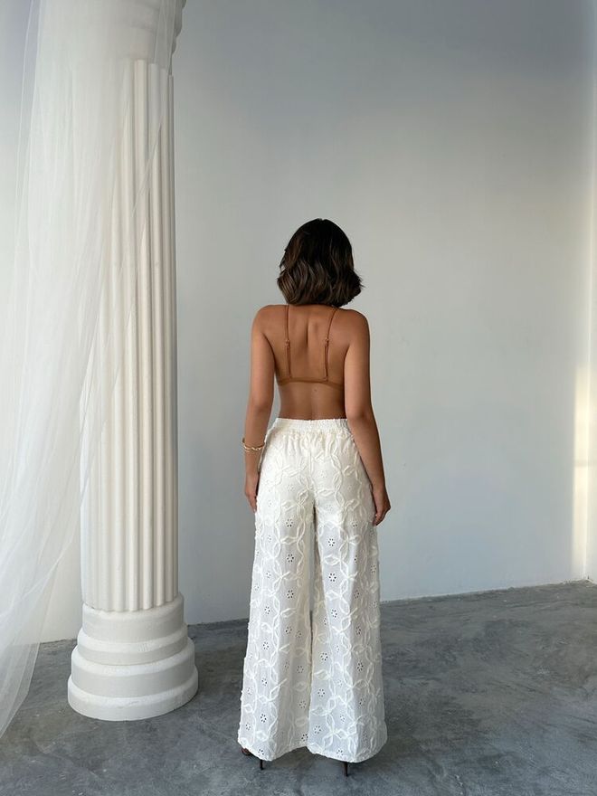 Topshow White Boho Elegant Palazzo Pants Wholesale Clothing Boho