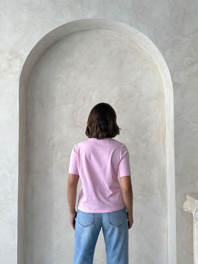 Topshow Pink Floral Casual Blouse With Short Sleeves Wholesale Clothing Elegant