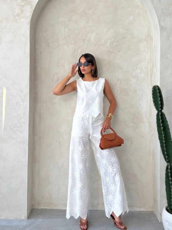 Topshow White Boho Flared Maxi Skirt With Drawstring Wholesale Clothing Lounge