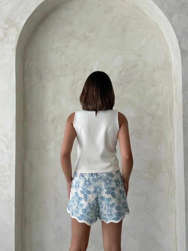 Topshow Pantaloncini Bermuda Casual Blu Con Fantasia Floreale Abbigliamento all'ingrosso Elegante