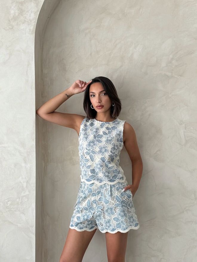 Topshow Pantaloncini Bermuda Casual Blu Con Fantasia Floreale Abbigliamento all'ingrosso Da spiaggia