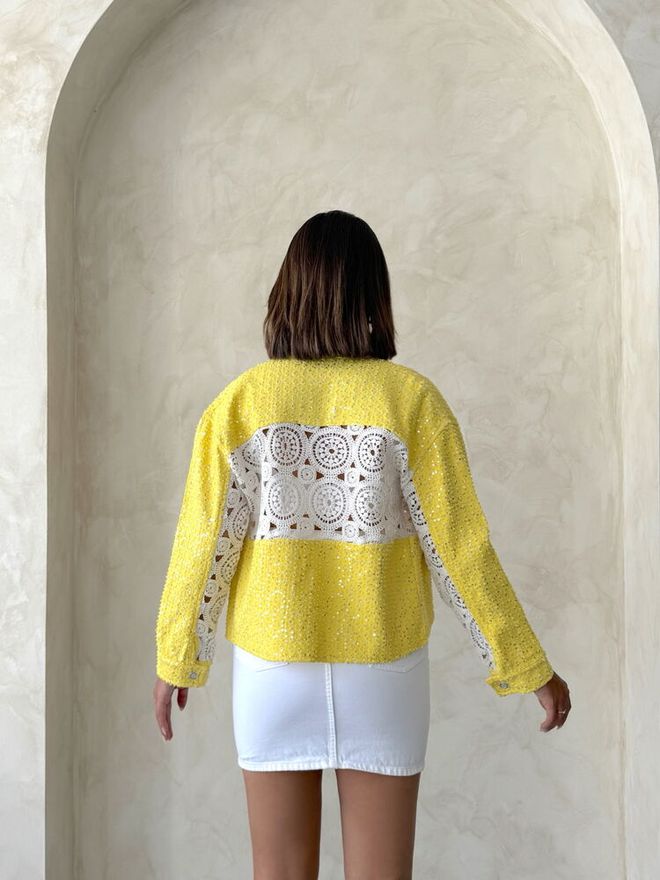 Topshow Yellow Casual Elegant Vintage Overshirt Jacket Wholesale Clothing Vintage