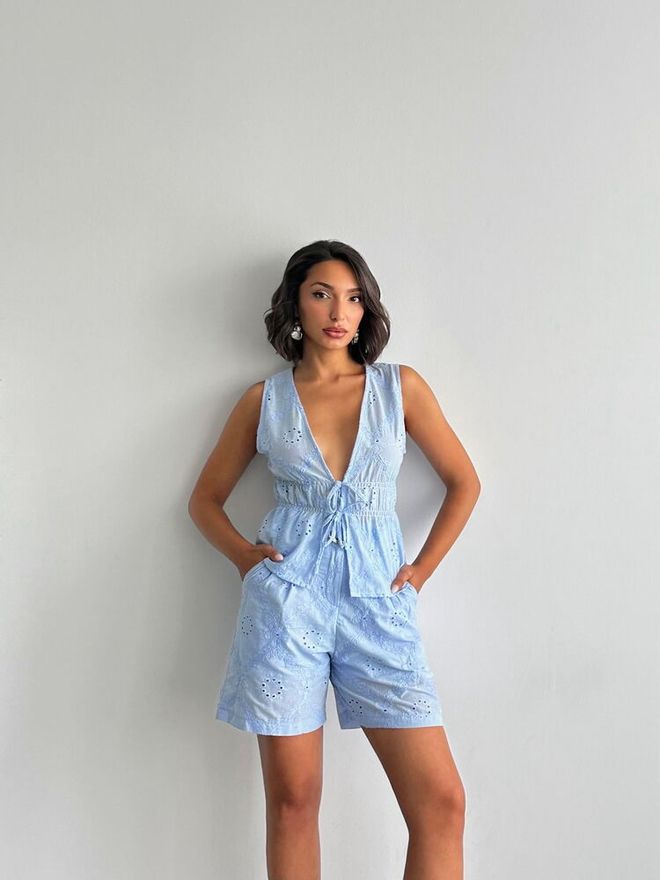 Topshow Blue Casual Sexy Boho Elegant Shirt Wholesale Clothing Beach