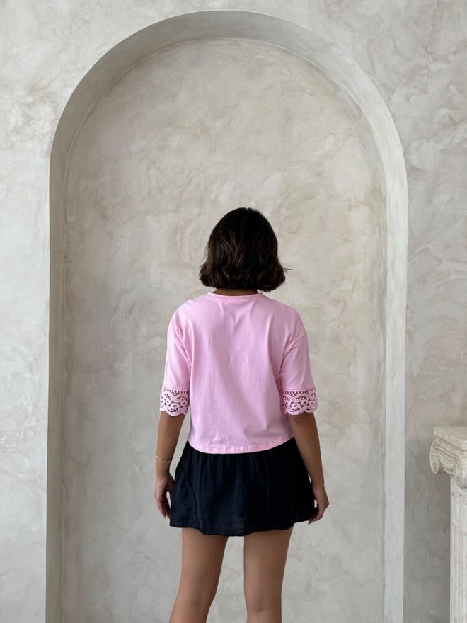 Topshow Rosa Casual Carino Maglietta Abbigliamento all'ingrosso Carino