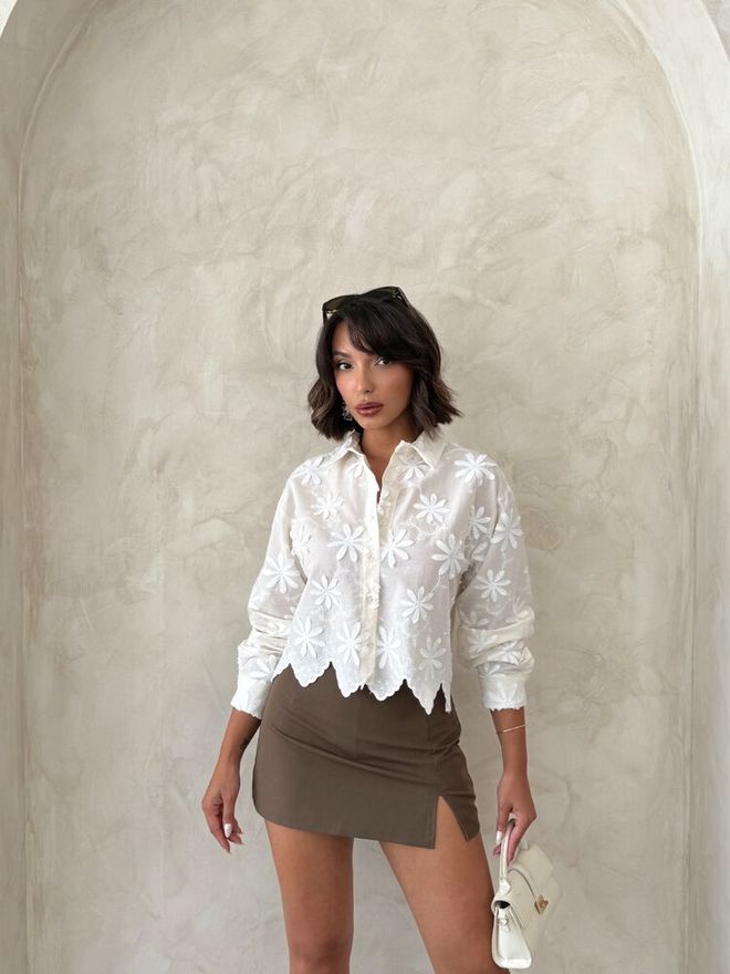 Topshow White Floral Casual Elegant Boho Shirt Wholesale Clothing Lounge